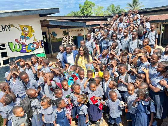Pupils gather in the schoolyard at St. Paul Academy